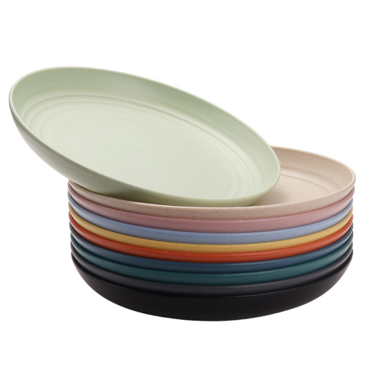 ID:921 - Wheat straw dinner plate, creative plastic fruit plate, snack plate, nut plate, high-looking household plate