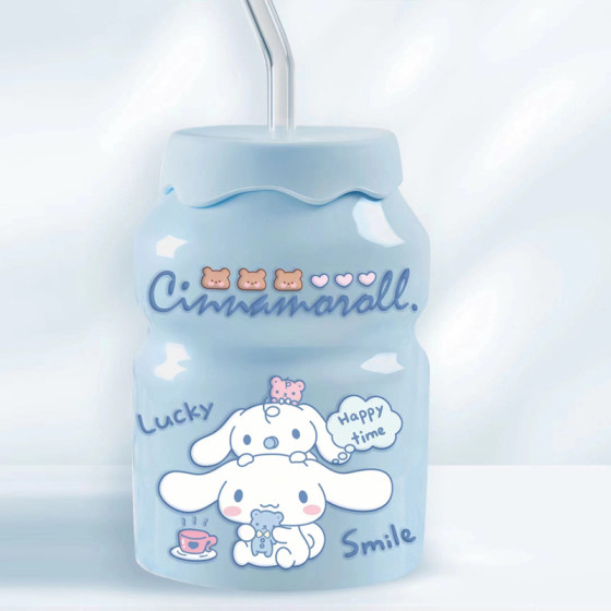 ID:925 - Cute fruit ceramic water cup mug student outing cartoon straw cup milk cup